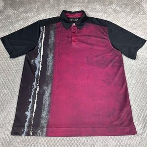 Callaway Polo Shirt Mens Medium Red Black Golf Casual Short Sleeve Graphic Print